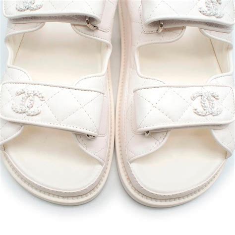 chanel slides white|chanel quilted wedges.